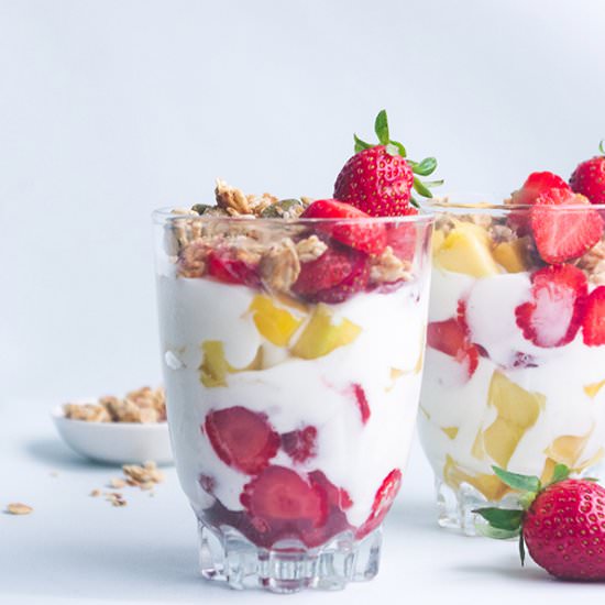 Mango and Strawberry Yogurt Parfait