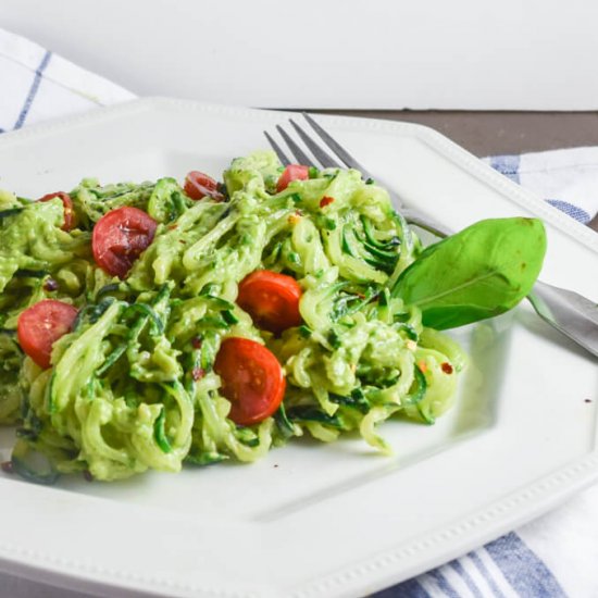 Avocado Pesto Zucchini noodles