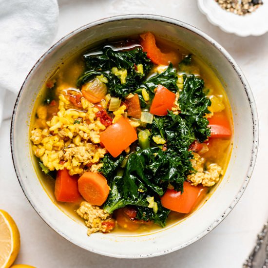 Turkey Kale Soup with Brown Rice