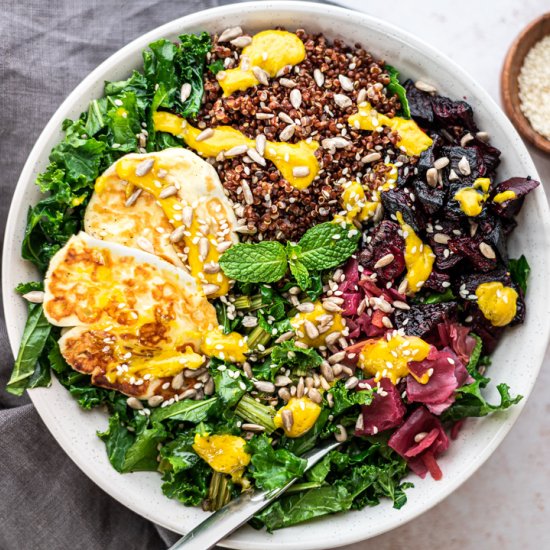 Beet Halloumi Quinoa Bowl