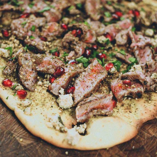 Za’atar Bread w/ Beef & Shangleesh