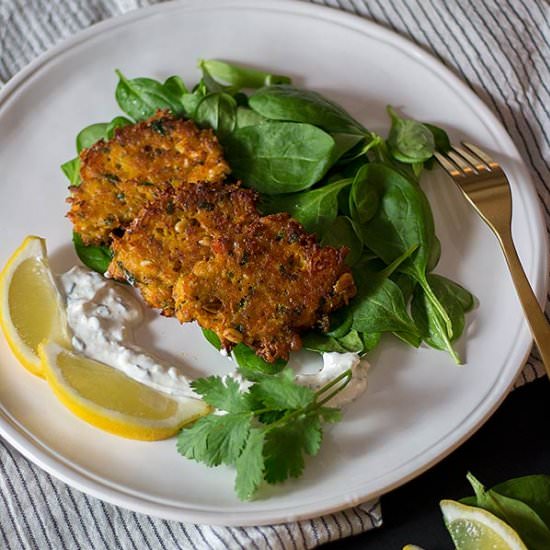 chickpea patties with garlic dip