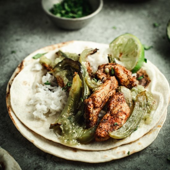 Sheet Pan Salsa Verde Fajitas