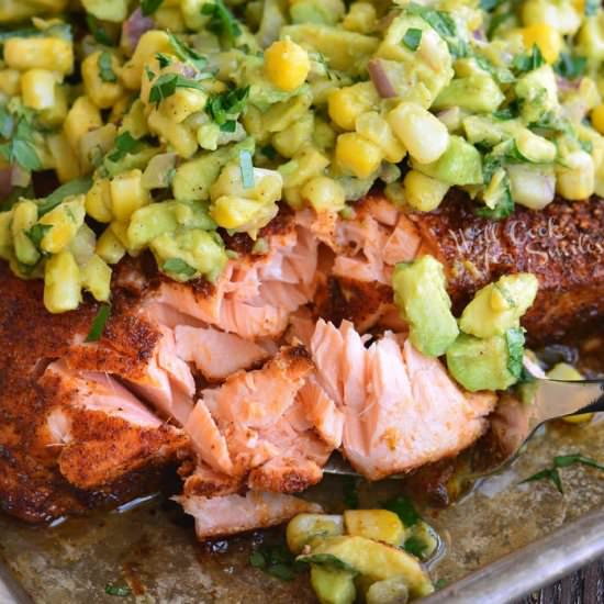 Baked Salmon With Avocado Salsa