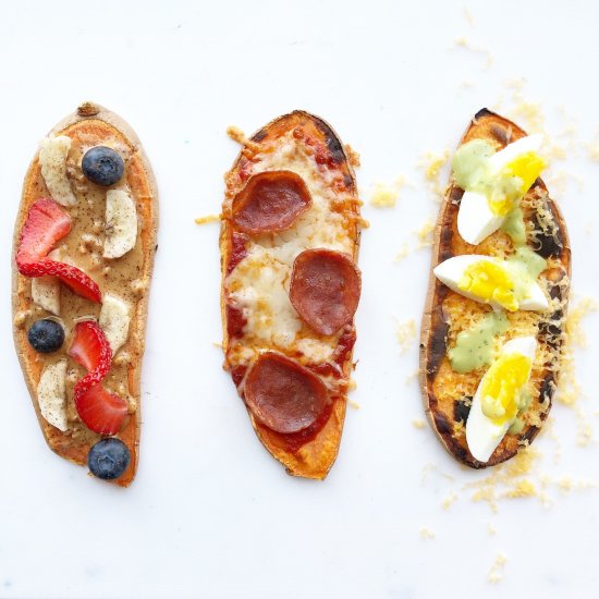 Sweet Potato Toasts 3 Ways