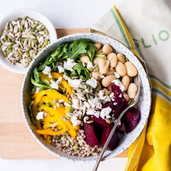 Roasted Beet Grain Bowl with Feta