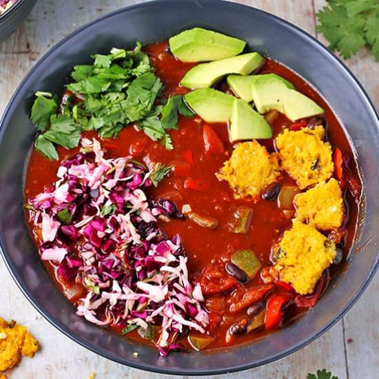 Black bean chili with cocoa powder