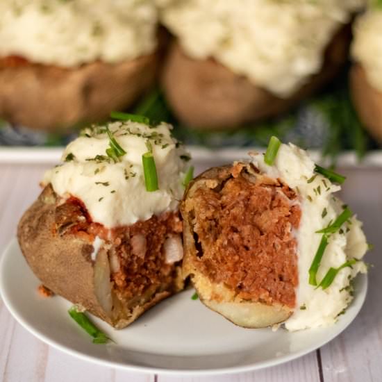 Vegan Meatloaf Twice Baked Potatoes