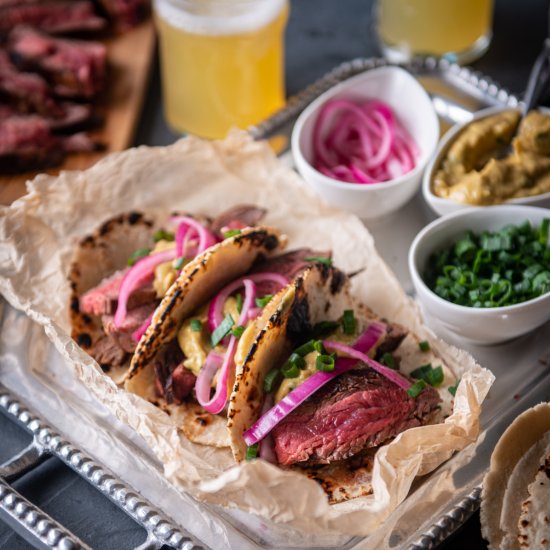 Michelada Marinated Steak Tacos