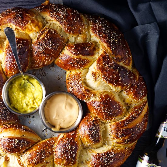 Stuffed Pretzel Wreath