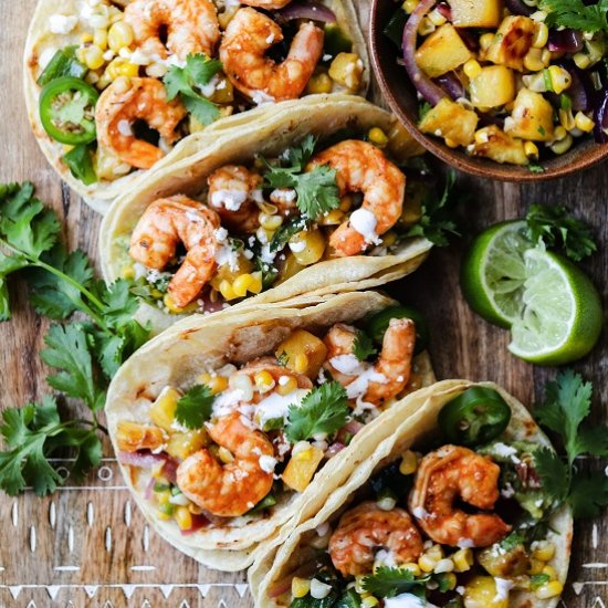 shrimp tacos w/ pineapple salsa