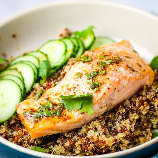 Roasted Salmon Quinoa Bowls