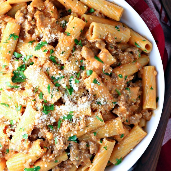 Creamy Sausage Rigatoni