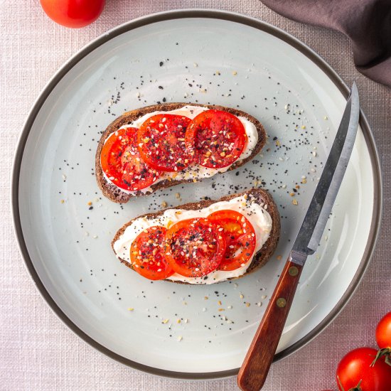 Keto Bread, Cream Cheese, & Tomato