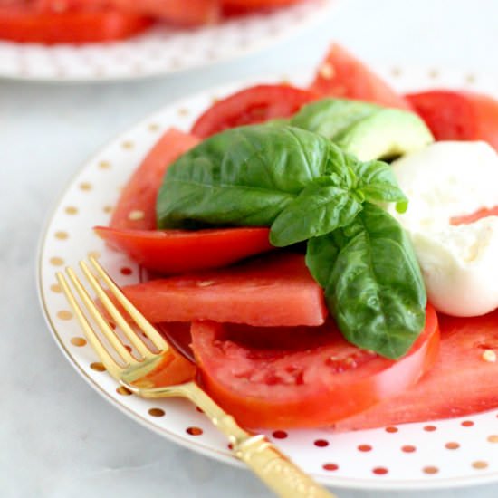 Watermelon Avocado Caprese Salad