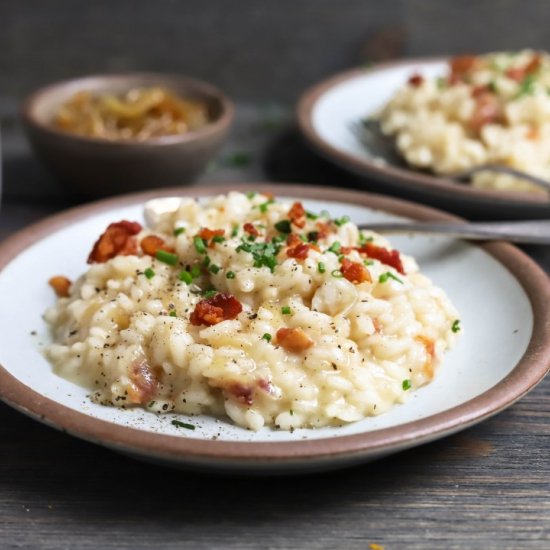 caramelized onion + bacon risotto