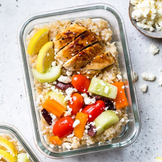 Greek Chicken Meal Prep Rice Bowls