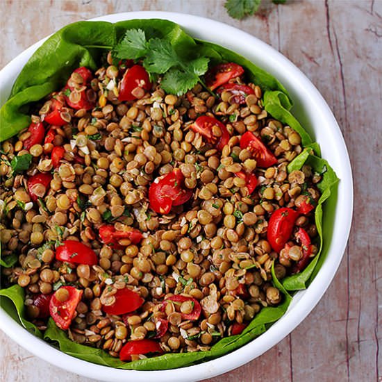 Green lentil salad