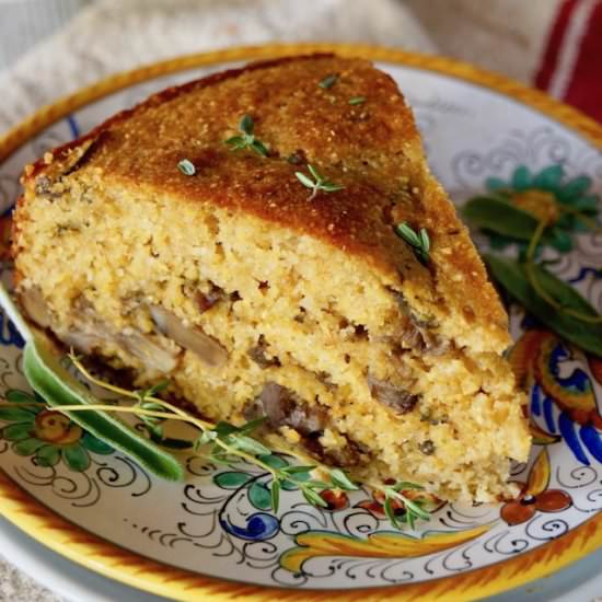 Savory Polenta Cake with Mushrooms