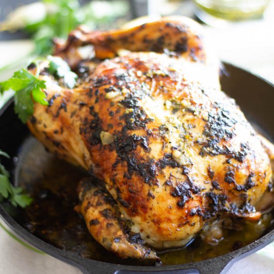 Lemon Chimichurri Roast Chicken