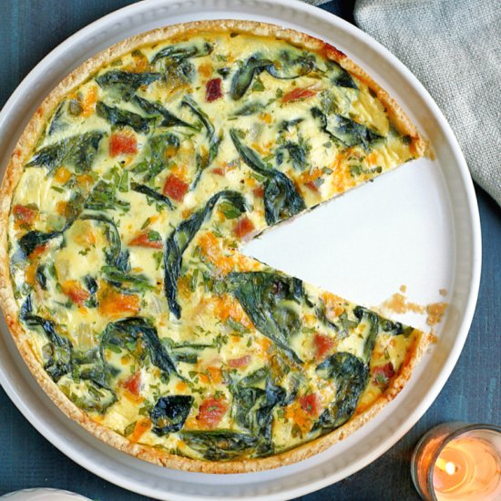 Spinach, Ham and Cheese Quiche