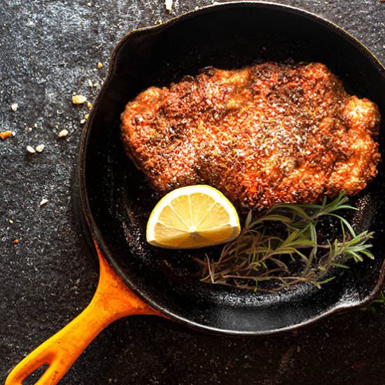 Pretzel-crusted pork schnitzel