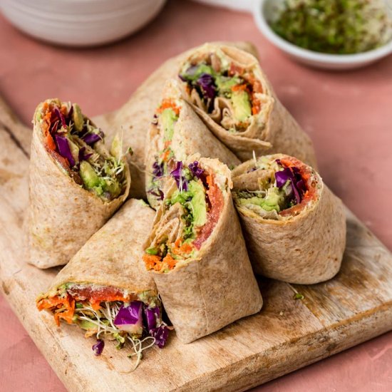 Edamame Hummus Veggie Wraps