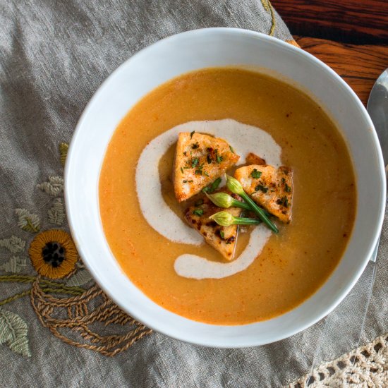 Celery Root Bisque Soup with Pita