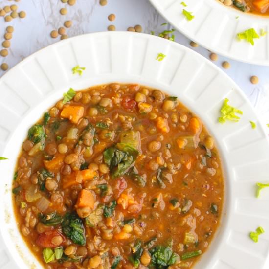 Easy lentil and sweet potato soup