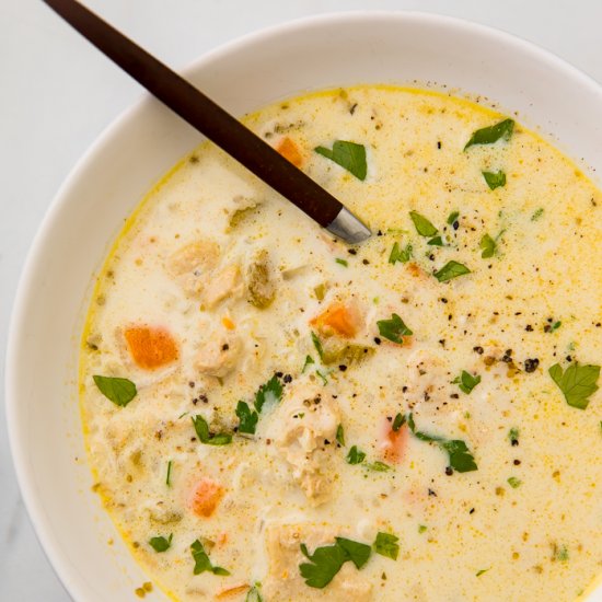 Instant Pot Chicken and “Rice” Soup