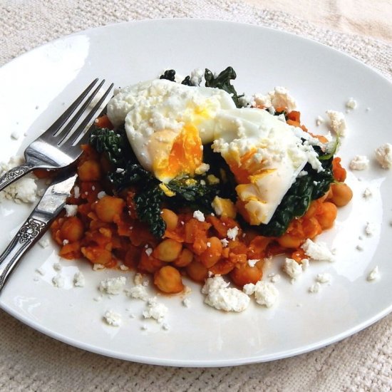 Turkish chickpea stew with eggs.