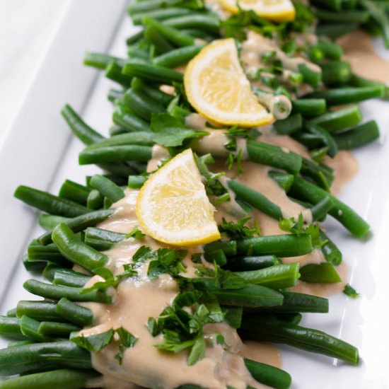 Green Beans with Lemon Tahini Dress