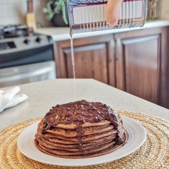 Chocolate-Hazelnut Protein Pancakes