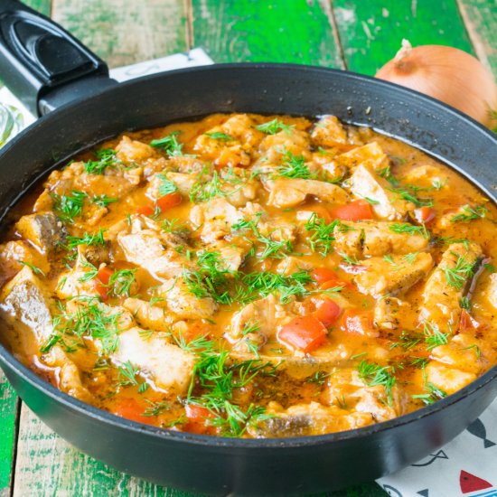 Hake with Stewed Tomato