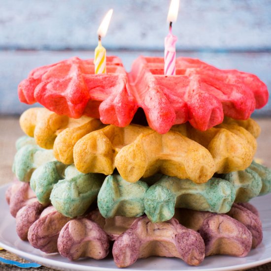 Fluffy Rainbow Waffles