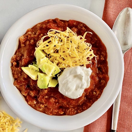 Slow Cooker Beef & Bacon Chili