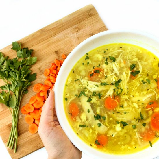 Turmeric Chicken & Cauliflower Soup