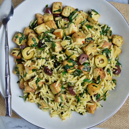 TOFU SPINACH ORZO