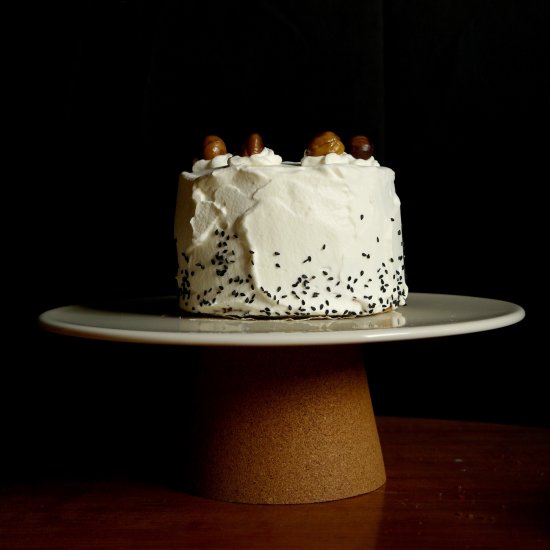 black sesame & chestnut layer cake