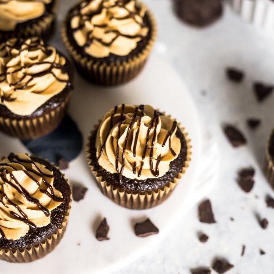 GF Chocolate Peanut Butter Cupcakes