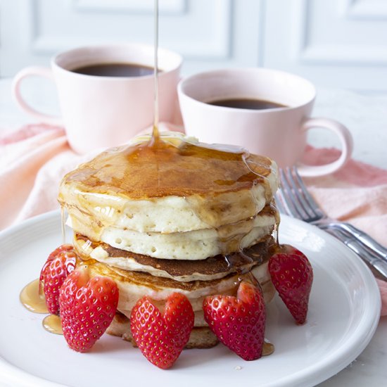 Strawberry Heart Pancakes