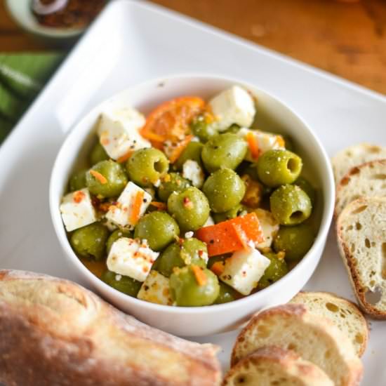 Citrus Marinated Olives and Feta