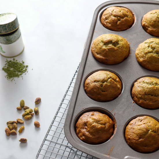 Healthy Pistachio Matcha Muffins