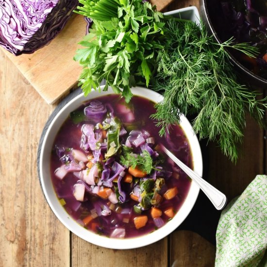 Red Cabbage Winter Vegetable Soup