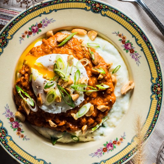 Gochujang Lentils with Mozza Grits