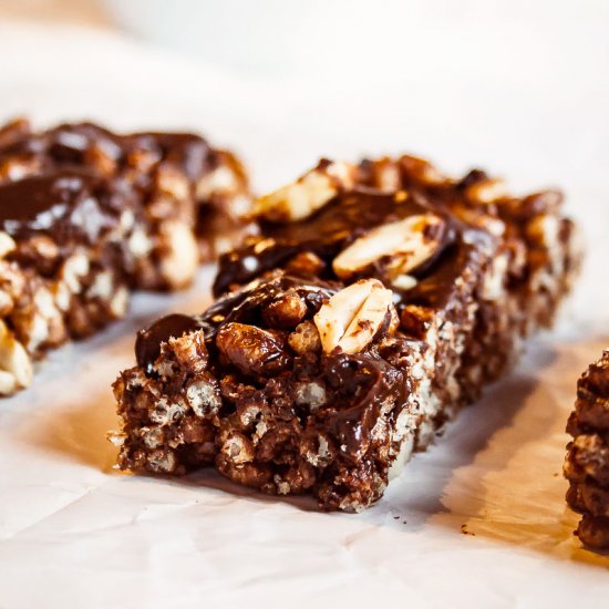 Chocolate peanut butter rice bars