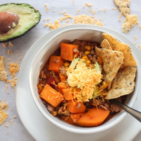 SLOW COOKER TURKEY SWEET POTATO CHILI