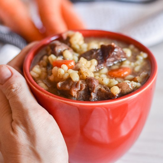 IP Beef, Barley and Mushroom Soup