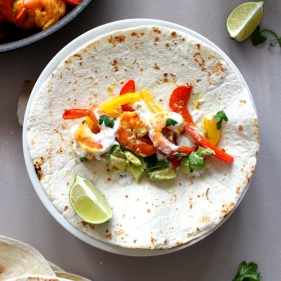 Shrimp fajitas