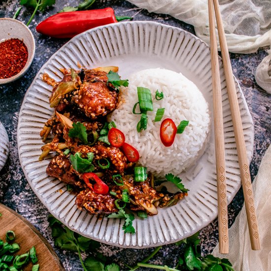 crispy korean chili sesame tofu